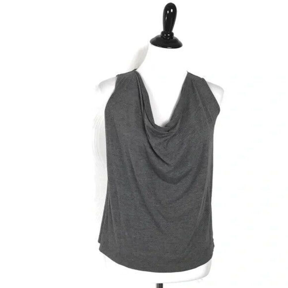 Gray Cowl Neck Top Sleeveless Draped Minimalist Tank Blouse Womens XXS Casual